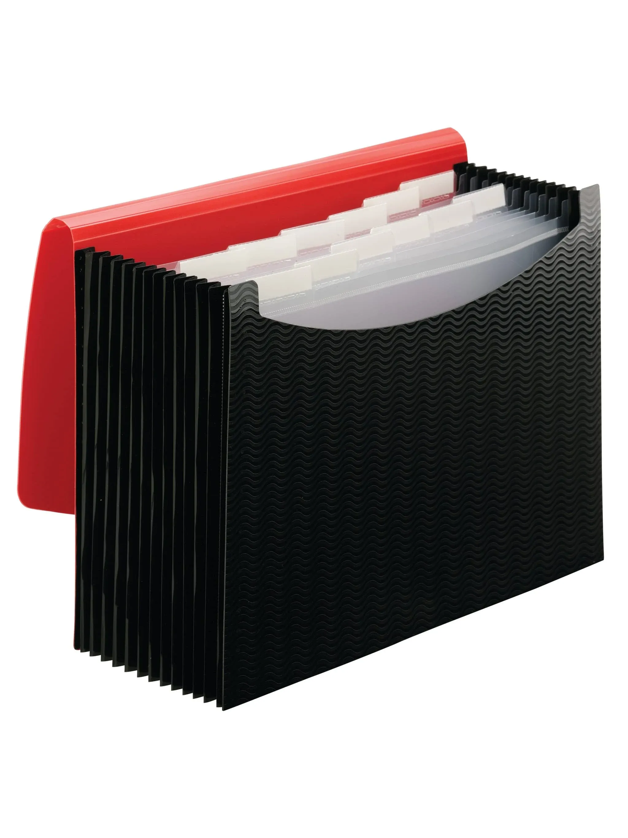 Smead 70866 Expanding File, 12 Pockets, Poly, Letter, Black/Red