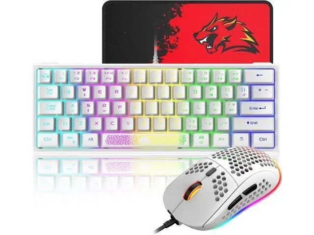 60% Gaming Keyboard and Mouse Combo Samll Mini RGB Backlight Mechanical Feeli...