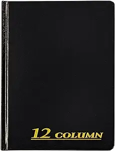 Adams Account Book, 7 x 9.25 Inches, Black, 12-Columns, 80 Pages (ARB8012M)