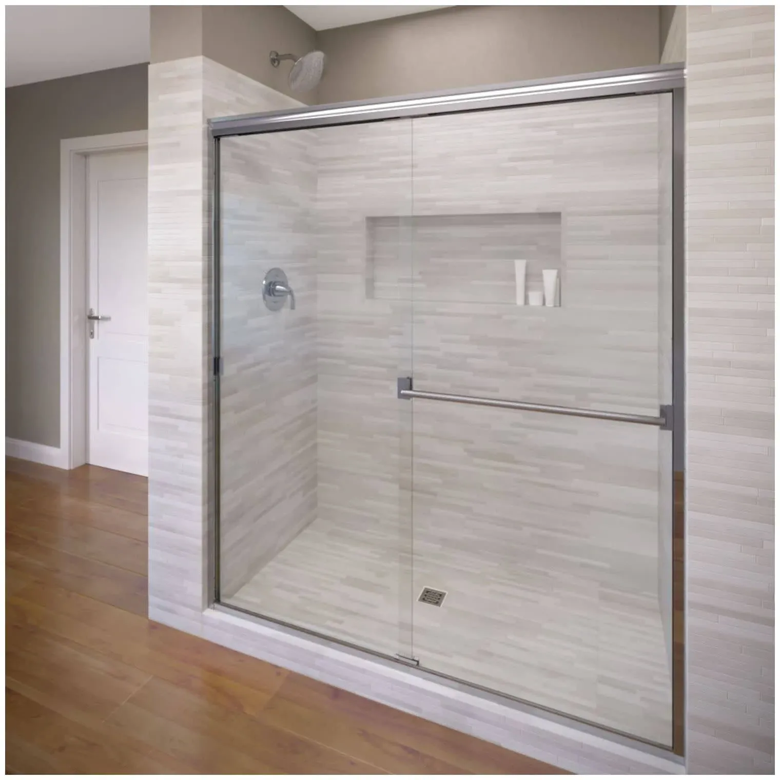 Basco CLCH05A5670RNOR Classic 56" x 70" Frameless Bypass Sliding Shower Door Finish: Oil Rubbed Bronze, Glass Type: Rain