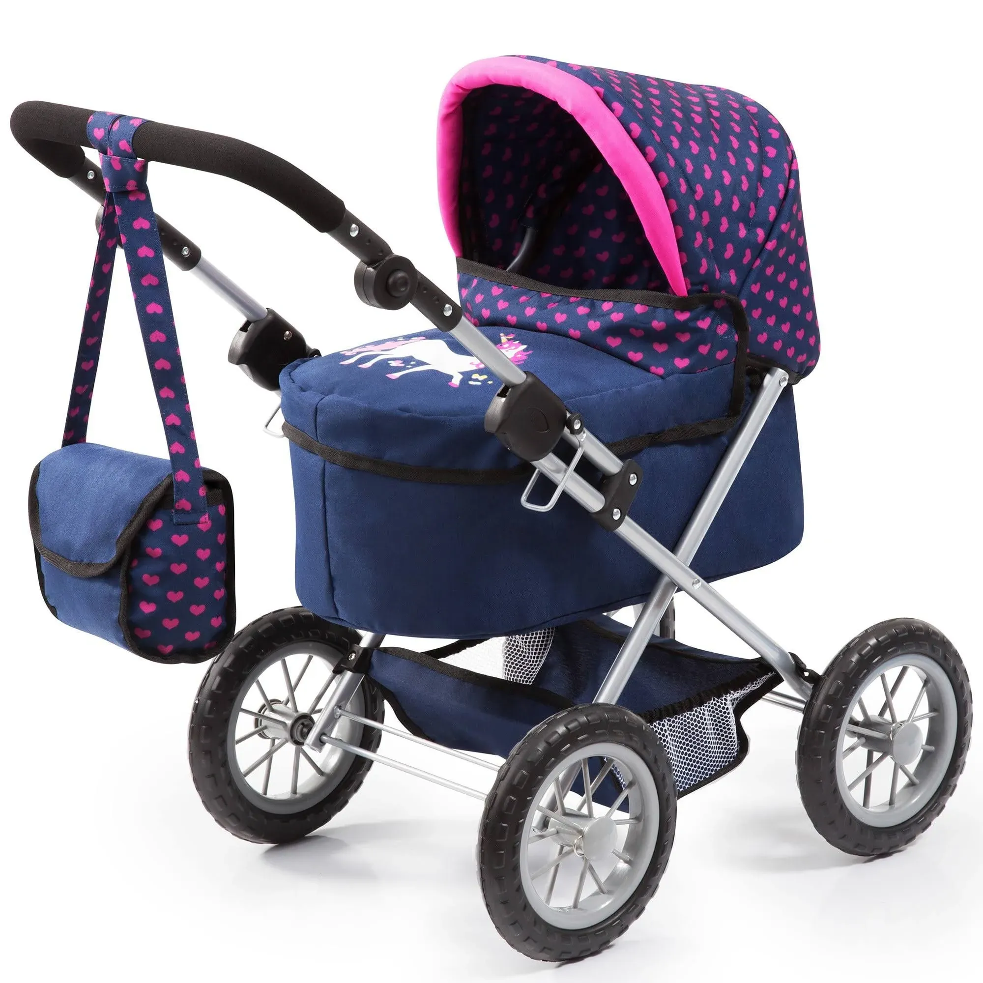 Bayer Design 13054AA Dolls Pram Trendy, Unicorn Blue Pink