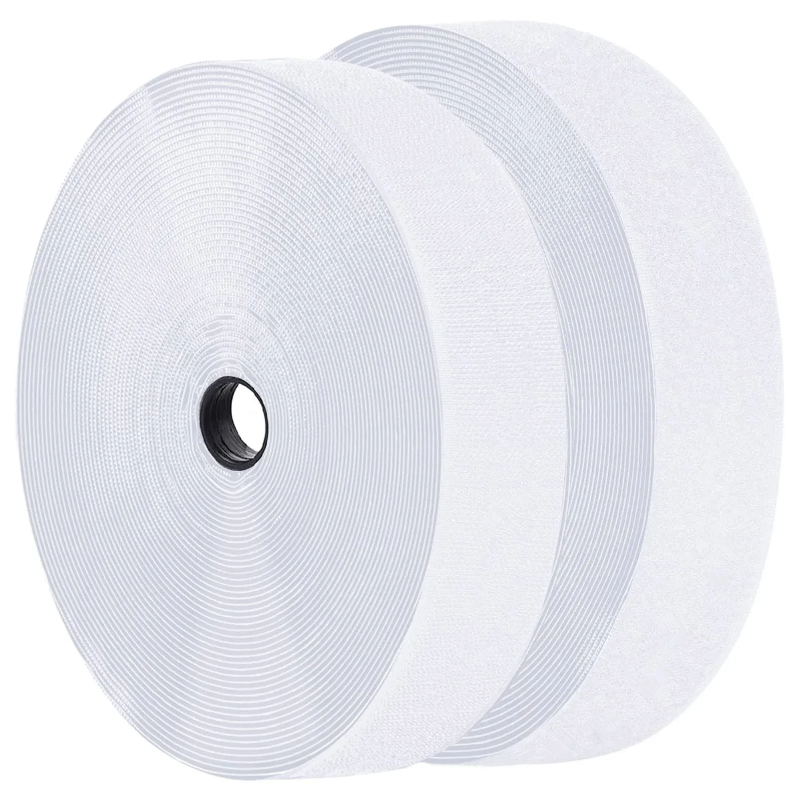 2 Inch x 30 Feet White Self Adhesive Hook and Loop Tape Sticky Back Fastening Roll, Nylon Self-Adhesive Heavy Duty Strips Fastener for Home Office School Car and Crafting Organization - White