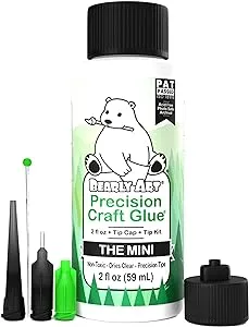 Bearly Art Precision Craft Glue - The Mini - 2fl oz with Tip Kit - Acid Free Archival - Strong Hold Adhesive - Ideal for Fine Paper Crafting Scrapbooking and Card Making - Made in USA