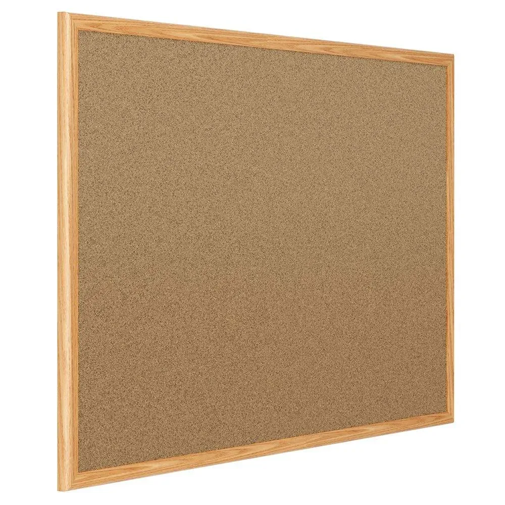 Mead Classic Cork Bulletin Board, 24&#034; x 18&#034;, Corkboard, Oak Finish Frame (85365)