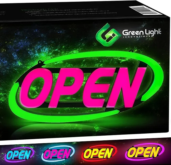 GLI Led Open Sign for Business – Stand Out with 64 Super-Bright Color Combos to 