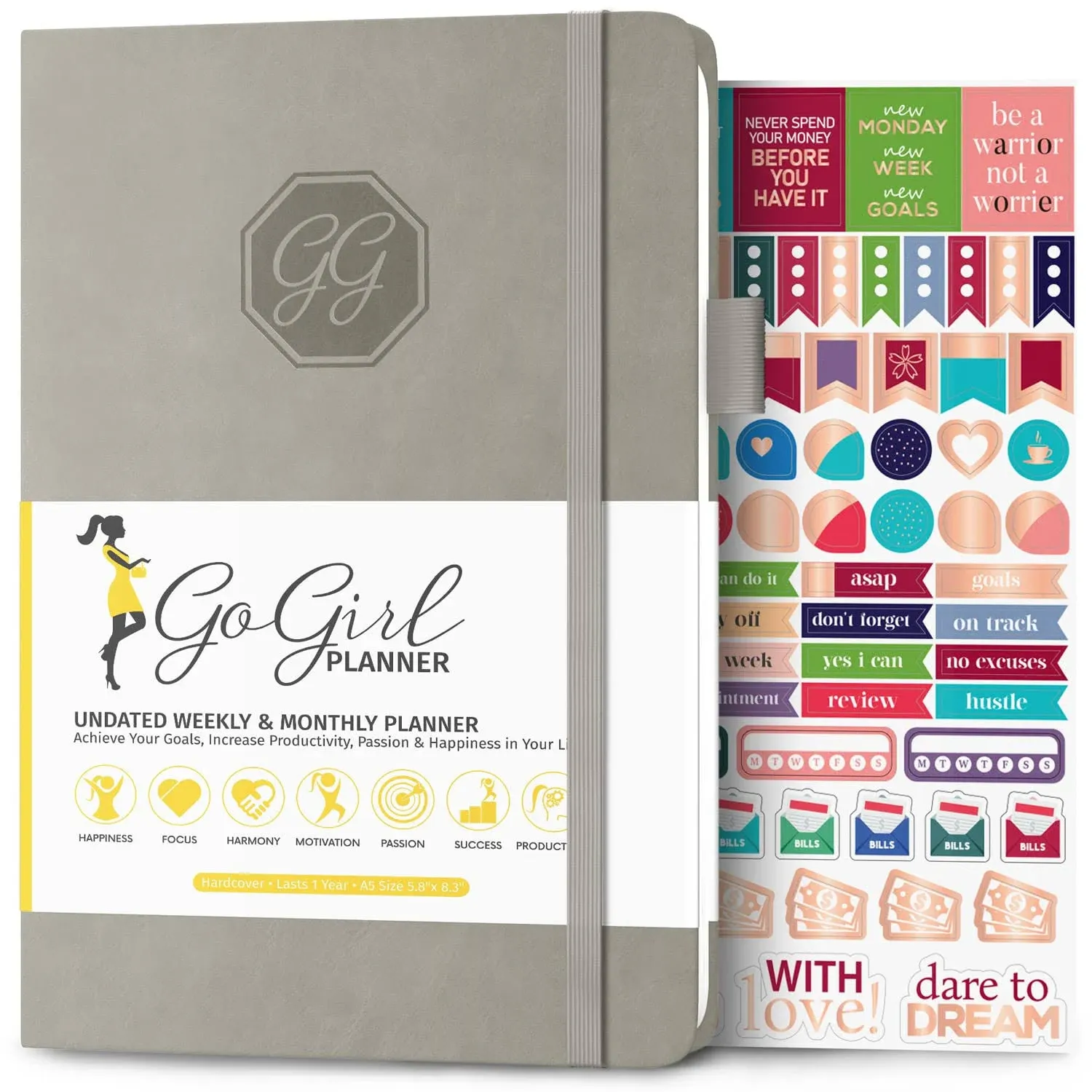 GoGirl Planner and Organizer for Women – A5 Size Weekly Planner, Goals Journa...