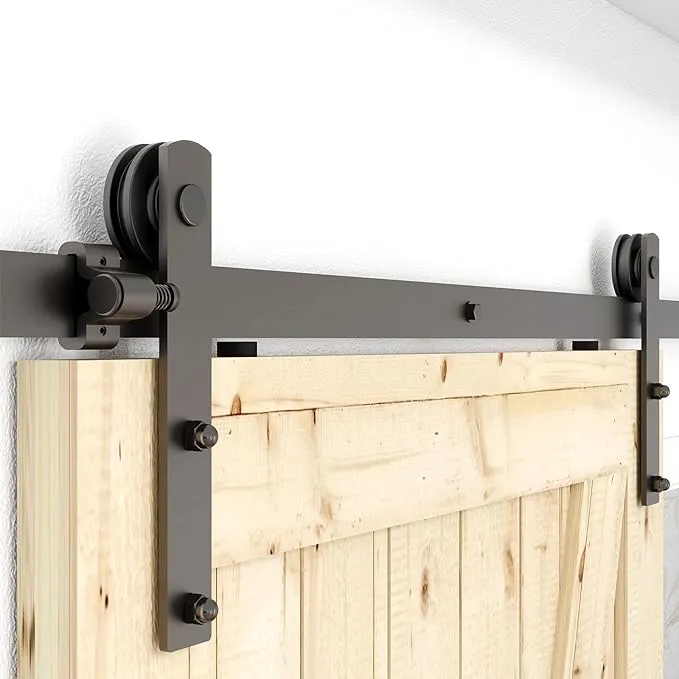 CCJH 6 Feet Heavy Duty Sturdy Sliding Barn Door Hardware Kit -Smoothly and Quietly -Easy to Install Fit 36" Wide Door Panel (I Shape Hanger)