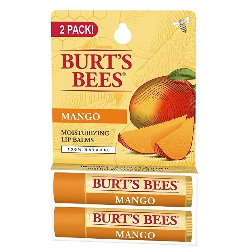 Burt's Bees Lip Balms, Moisturizing, Mango, 2 Pack - 2 pack, 0.15 oz pack