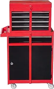 Costway 2 in 1 Tool Chest & Cabinet with 5 Sliding Drawers Rolling Garage Organizer