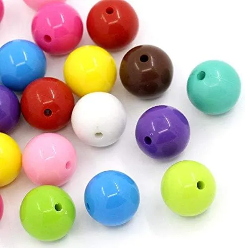 150 Round Multicolor Acrylic Beads 16mm Diameter with 2.3mm Hole