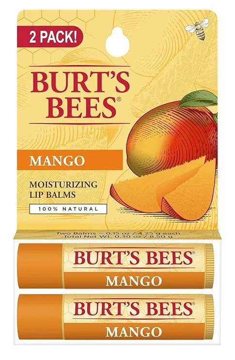 Burt's Bees Lip Balm Stocking Stuffers, Moisturizing Lip Care Christmas Gifts, Superfruit – Pink Grapefruit, Mango, Coconut & Pear, Pomegranate (4-Pack)