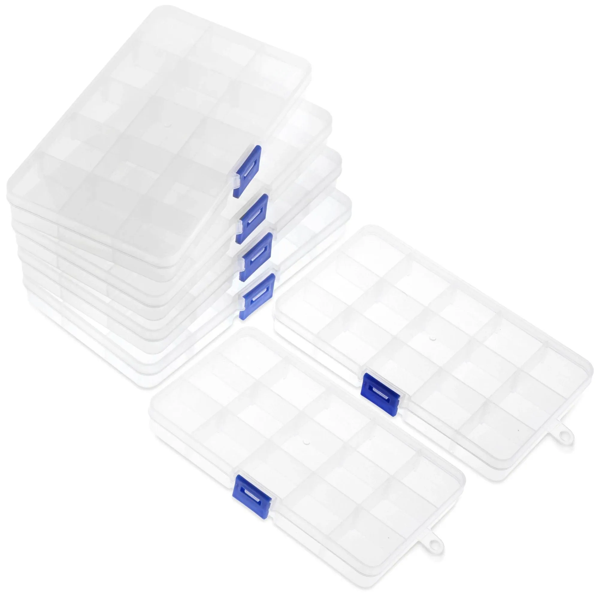 6 Pack Clear Jewelry Box Plastic Bead Storage Craft Container Earrings Organizer