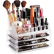 Masirs Clear Cosmetic Storage Organizer, Easily Sort Make-up, Jewelry & Hair Accessories, Looks Elegant on Your Vanity, Bathroom Counter or Dresser, Transparent Design for Easy Visibility