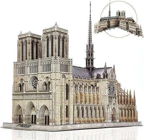 CubicFun 3D Puzzle for Adults Moveable Notre Dame de Paris Church Model Kits Large Challenge French Cathedral Brain Teaser Architecture Building