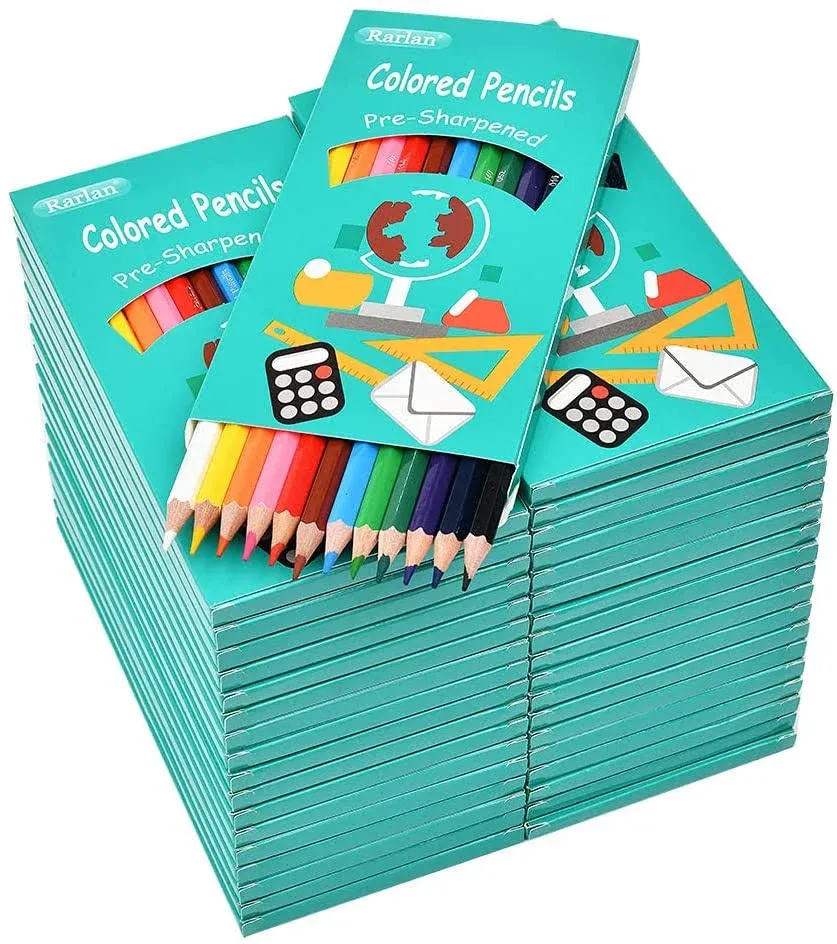 Rarlan Colored Pencils Bulk, Pre-Sharpened Colored Pencils for Kids, 12 Assorted ...