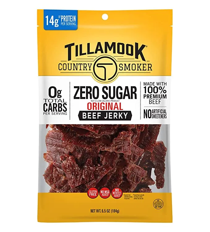 Tillamook Country Smoker Beef Jerky, Zero Sugar, Original - 2.2 oz