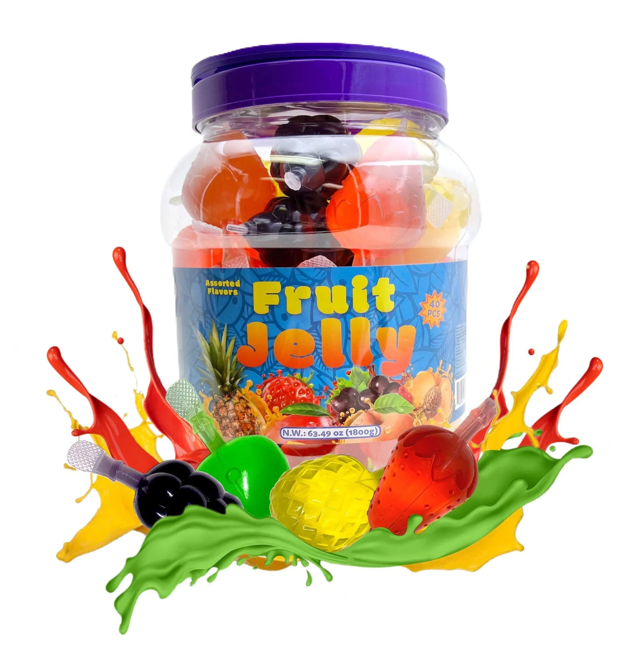 Halloween Candy  Fruit Jelly Tik Tok Candy Assorted Flavors Treats 40 Count Jar✔