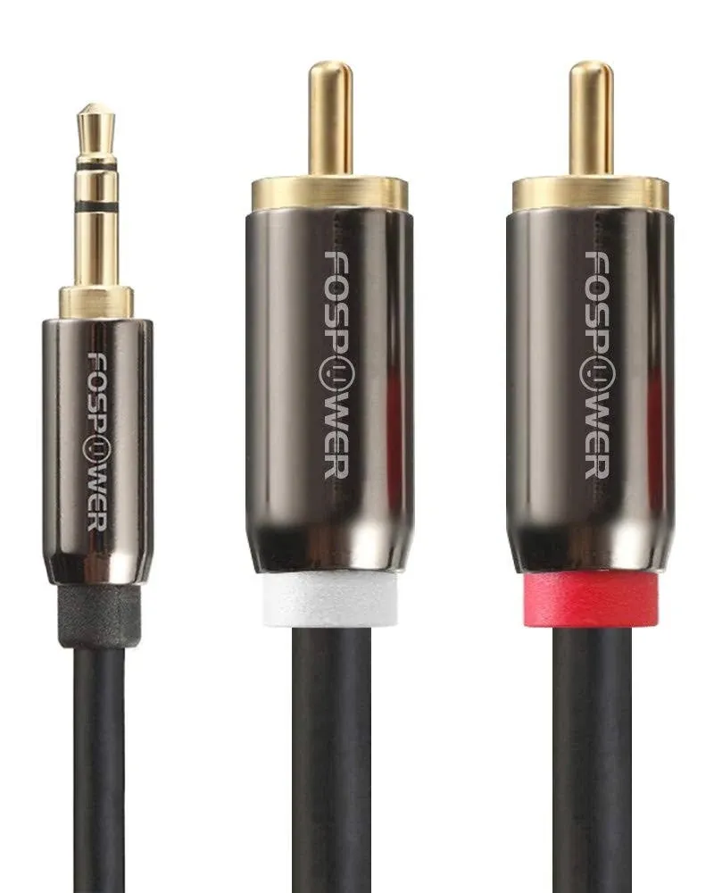 3.5mm to RCA Cable (6ft), FosPower Audio 24K Gold Plated 6 Feet