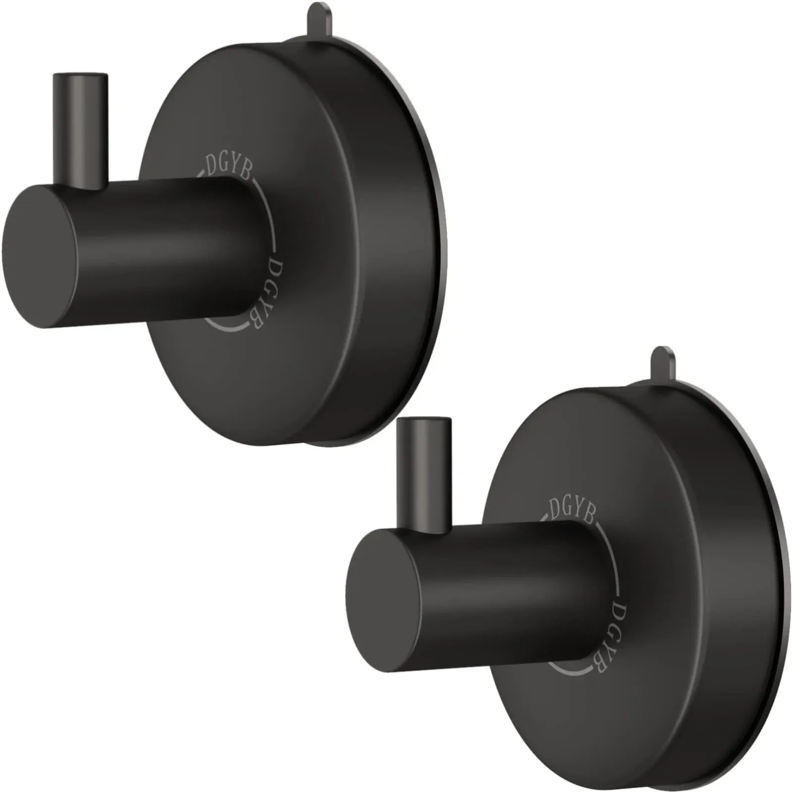 DGYB Suction Cup Hooks for Shower Set of 2 Towel Hooks for Bathrooms SUS 304 Stainless Steel Matte Black Shower Hooks for Loofah 15 Lb Bathroom Hooks