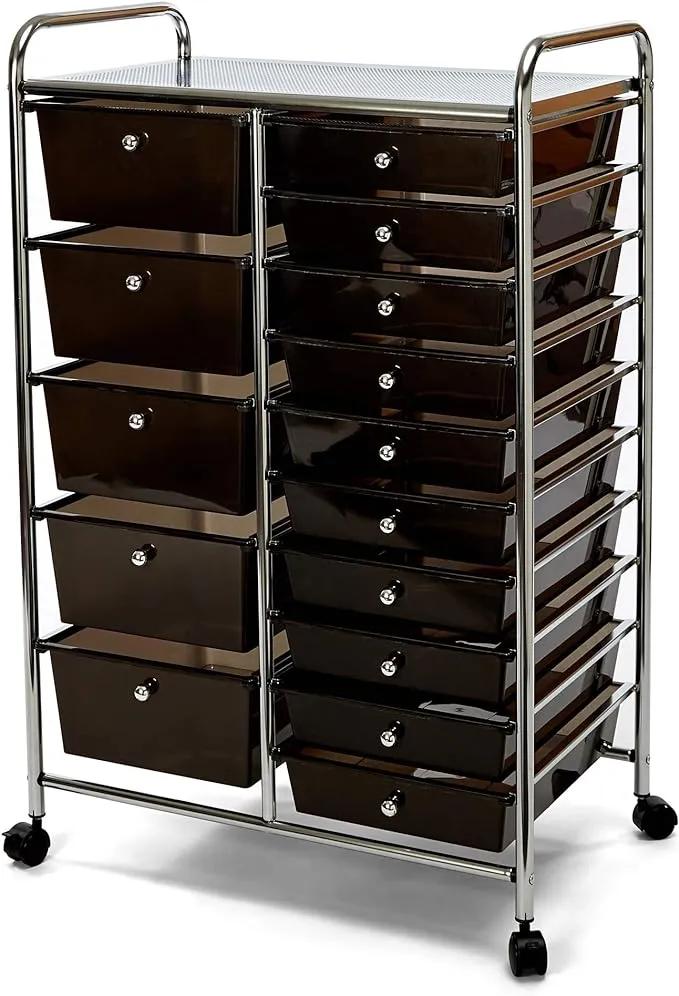 15-Drawer Organizer Cart in Pearlescent Multi-Color