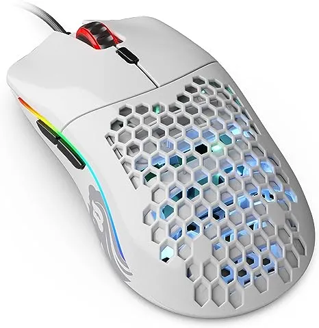 Glorious Gaming Model O- (Minus) Compact Wired Gaming Mouse - 58g Superlight Honeycomb Design, RGB, Pixart 3360 Sensor, Ambidextrous, Omron Switches - Glossy White