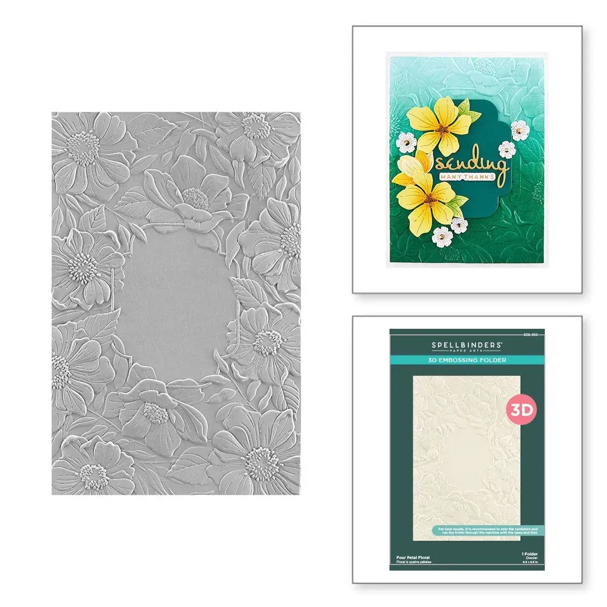 Spellbinders Four Petal Floral 3D Embossing Folder