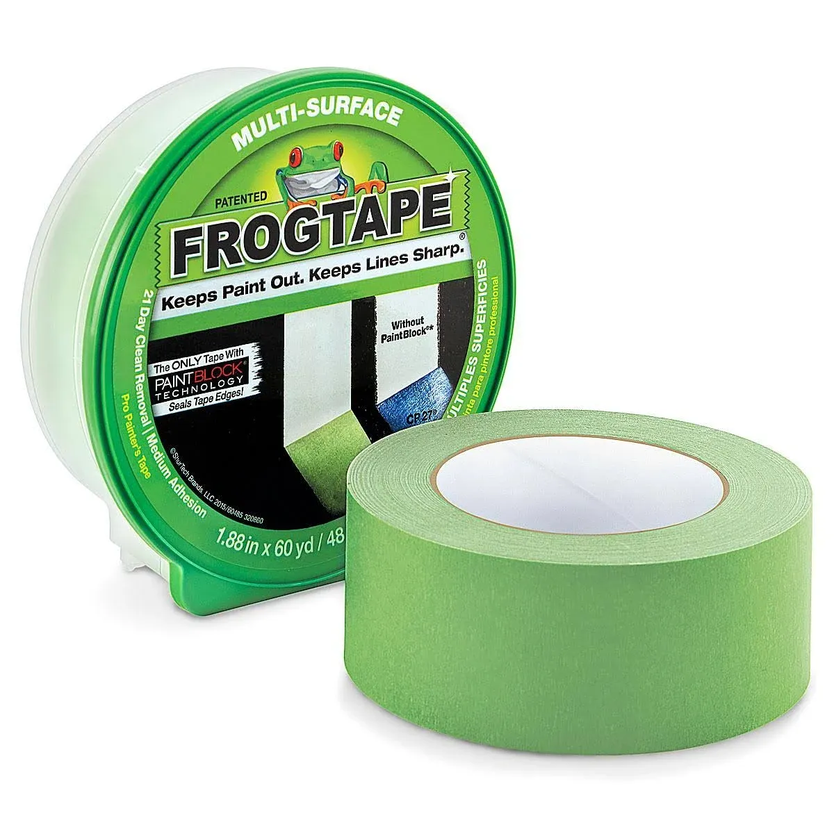 FrogTape Painter's Tape, Multi-Surface, Green, 48mm x 55m