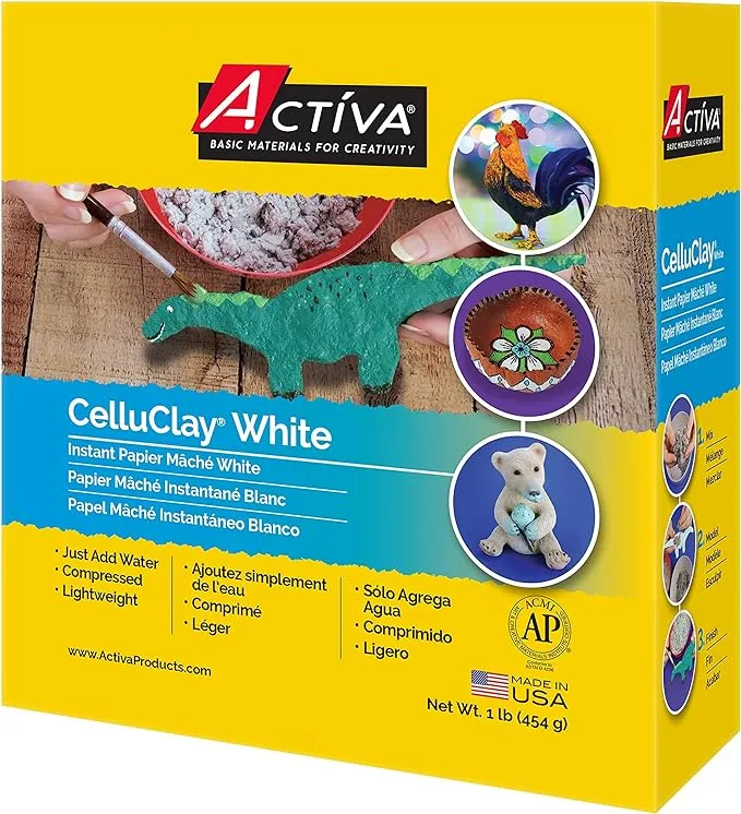 Activa Instant Paper Mache Celluclay Bright White 1lb