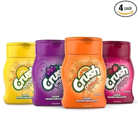 CRUSH Crush, Variety Pack, Liquid Water Enhancer – New, Better Taste (4 Bottles, Makes 96 Flavored Water Drinks) 1.62 Fl Oz (Pack of 1)