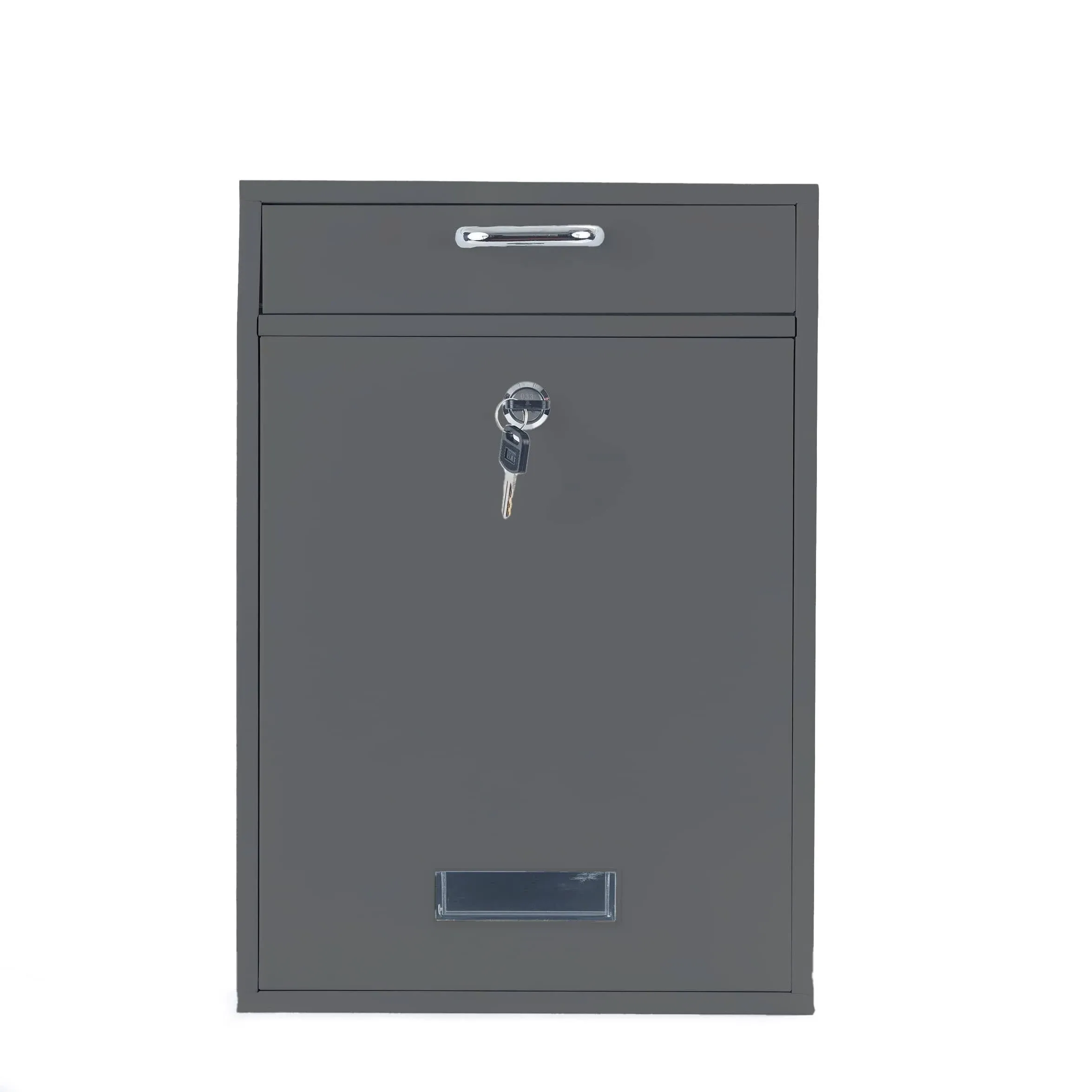 Wall Mounted Locking Vertical Dropbox Mailbox - Safe and Secure (Large) | Made with Galvanized Steel (Dark Gray)