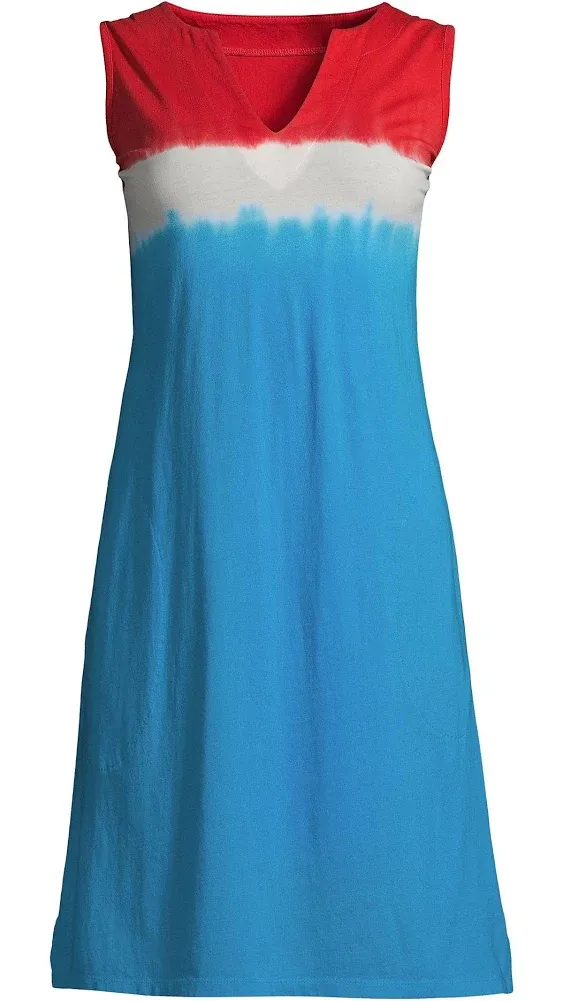 Lands' End Women's Petite Cotton Jersey Sleeveless Swim Cover-Up Dress