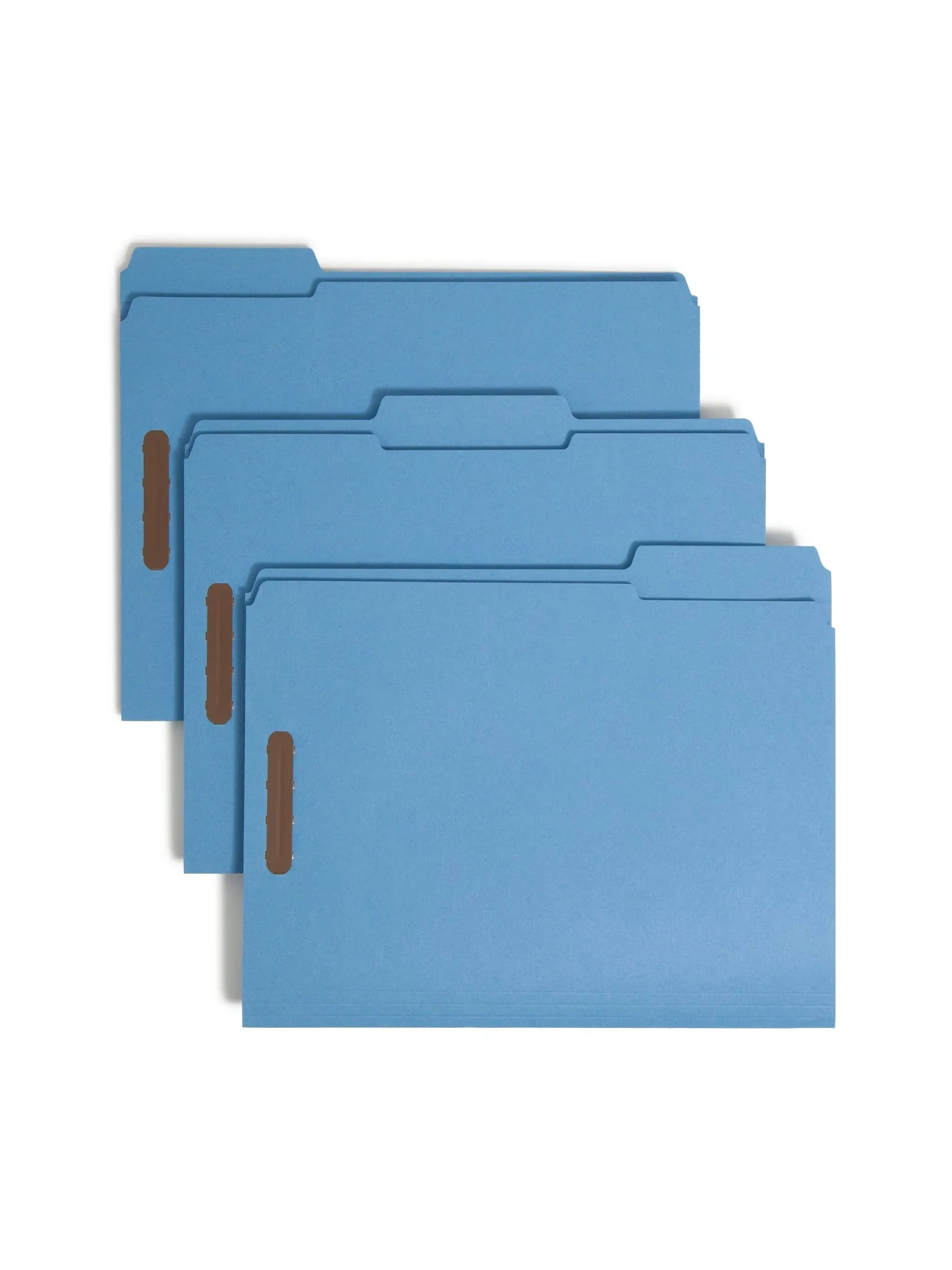 Smead Top Tab Colored 2-Fastener Folders, 1/3-Cut Tabs, Letter size, Blue, 50/Box