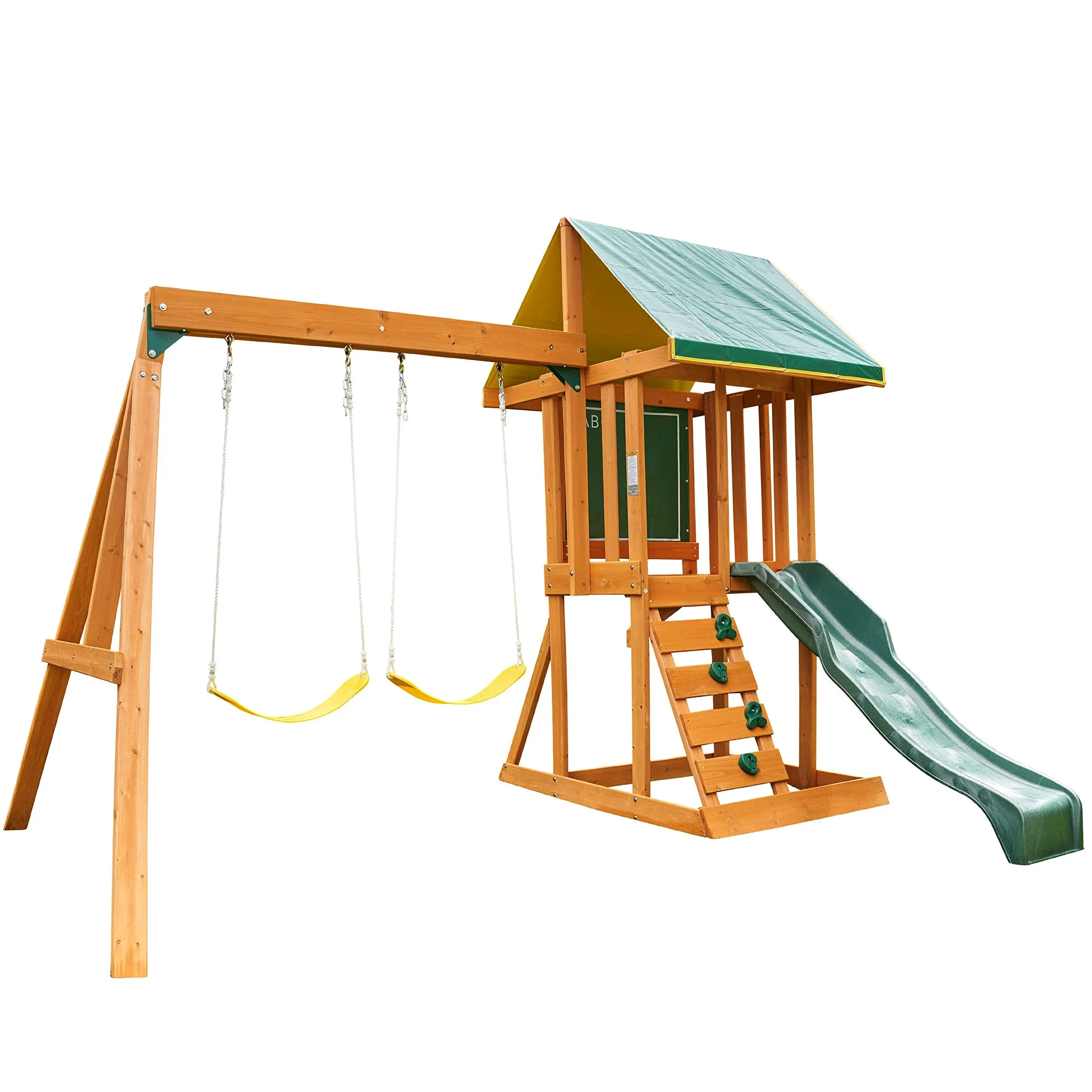 Kidkraft Appleton Wooden Swing Set / Playset with Swings, Slide, Multicolor