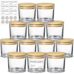 SUPMIND 4oz Glass Candle Jars 12 Pack- Clear Empty Candle Jars with Bamboo Lids and Sticky Labels, Bulk Small Candle Jars for Making Candles