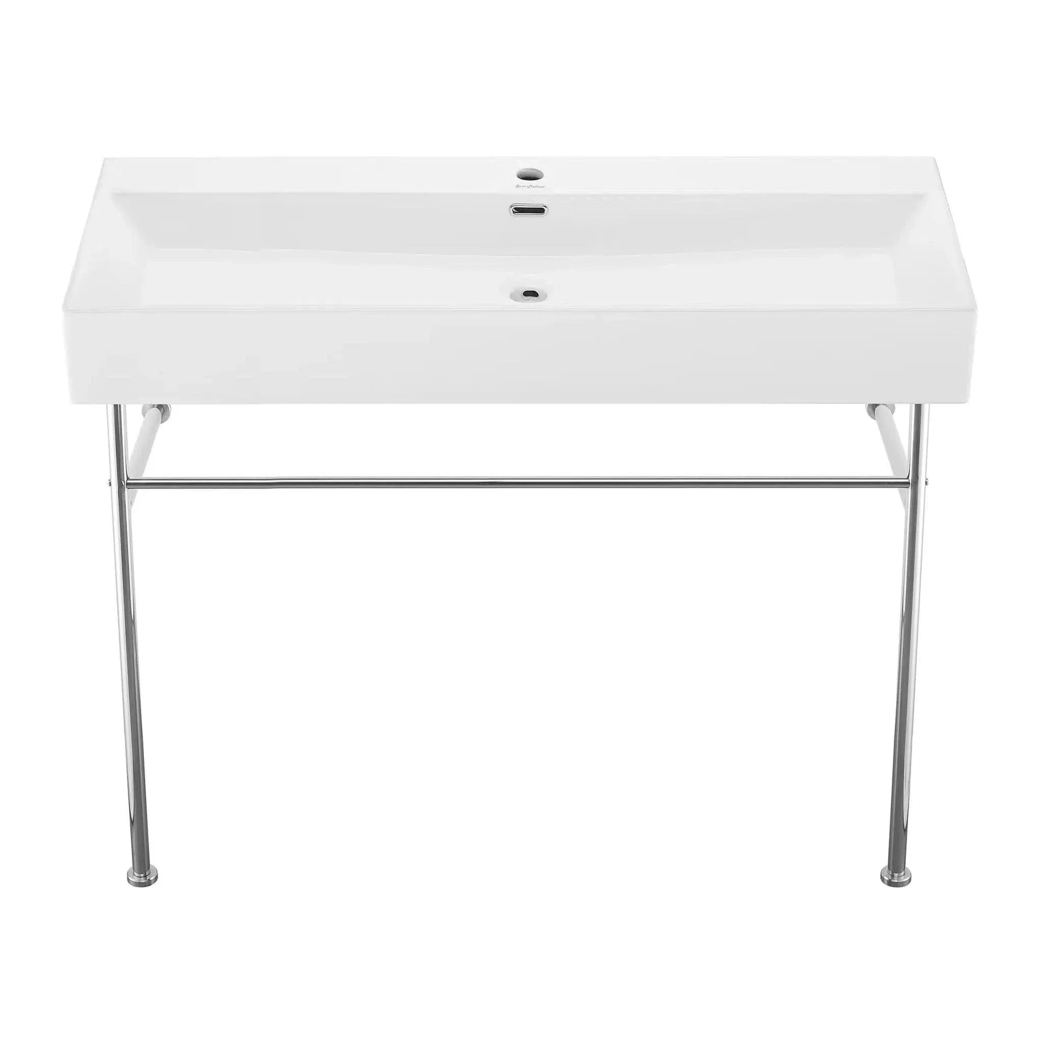 Swiss Madison Claire 40 Ceramic Console Sink White Basin Chrome Legs