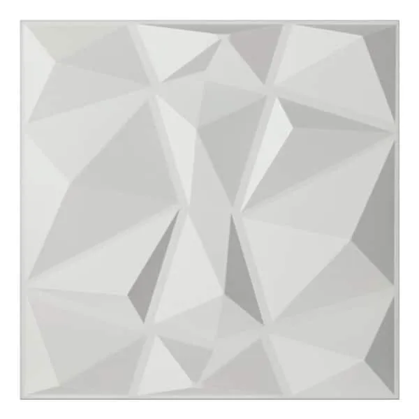 19.7 in. x 19.7 in. White Decorative PVC 3D Wall Panels in Diamond Design (12-Pack)