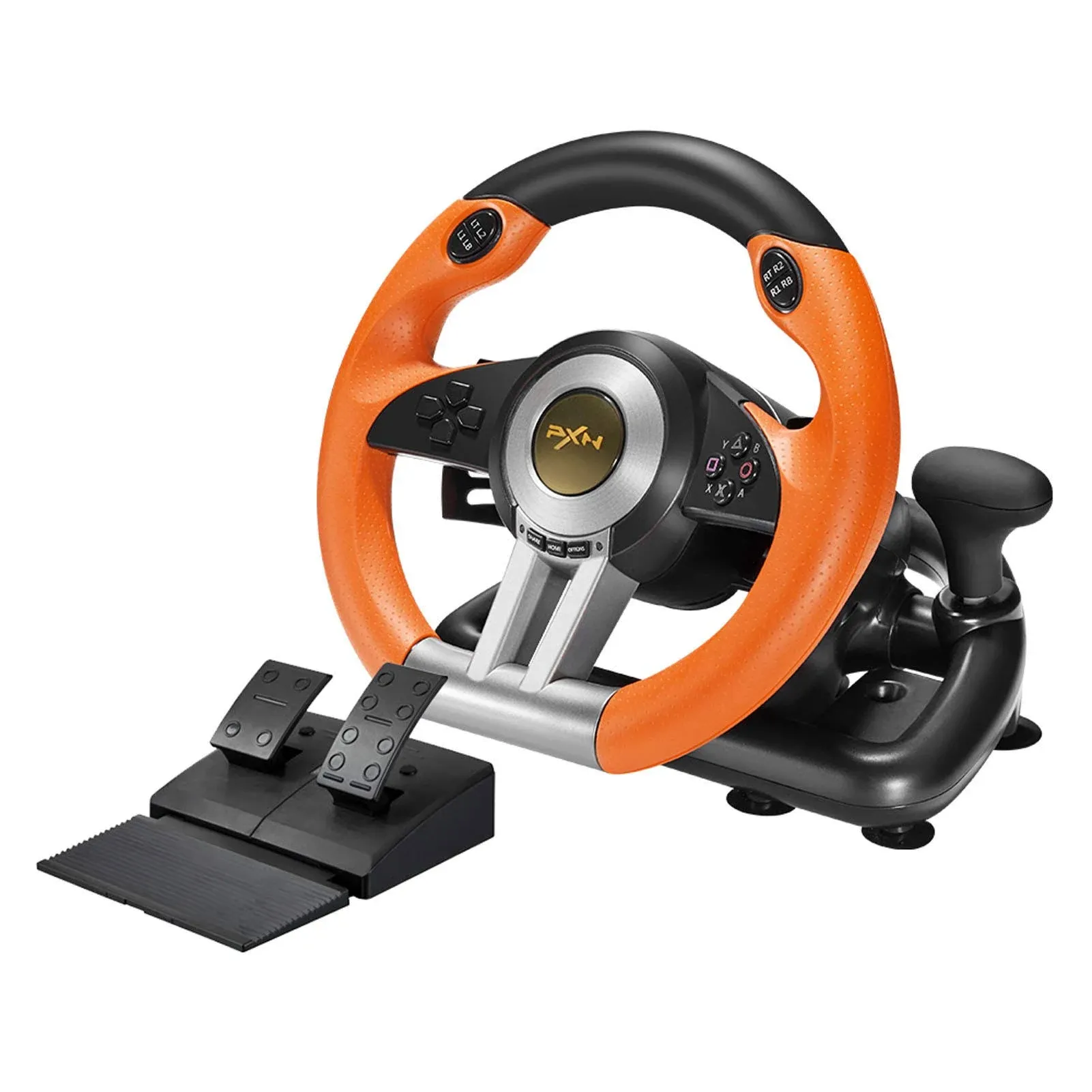 Pxn V3ii PC Racing Wheel, USB Car Race Game Steering Wheel with Pedals for Windows PC/PS3/PS4/Xbox One/Nintendo Switch, Orange