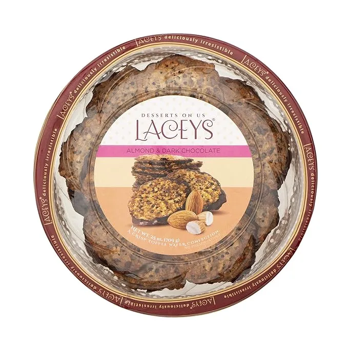 Laceys Almond and Dark Chocolate Crisp Toffee Wafer Cookies