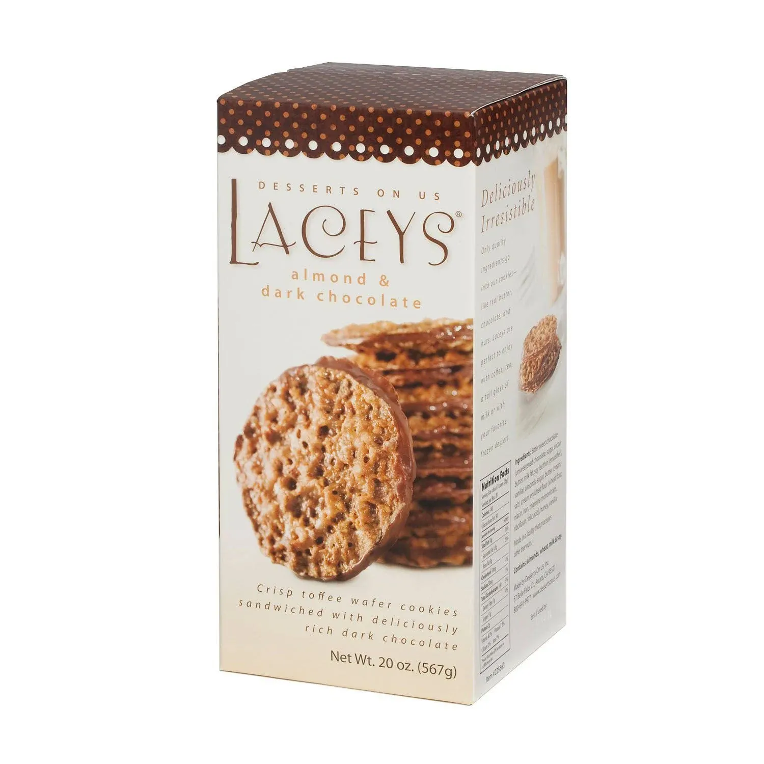 Laceys Almond and Dark Chocolate Crisp Toffee Wafer Cookies