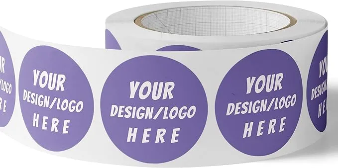 150 Custom Circle/Square BOPP Roll Labels- Personalized Stickers for Business Logo, Party, Wedding Favor, Baby Shower-Any Design Text + Image, Matte/Gloss Finish (1.5 Inch Circle)