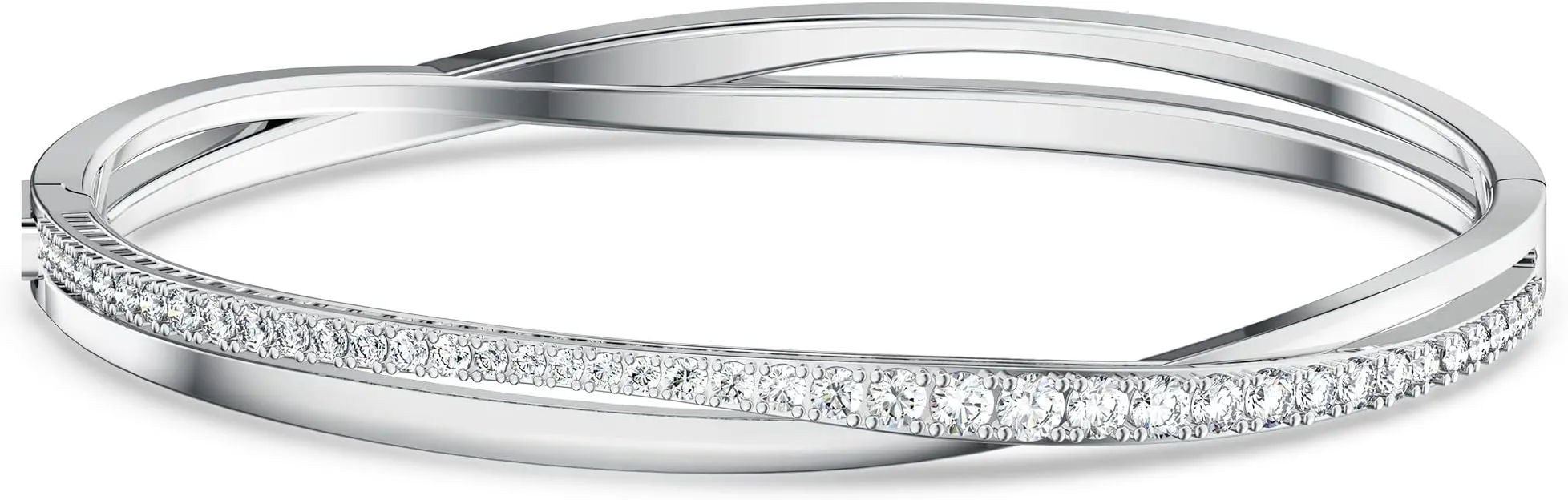 Swarovski Twist Bangle, White, Rhodium Plated, S