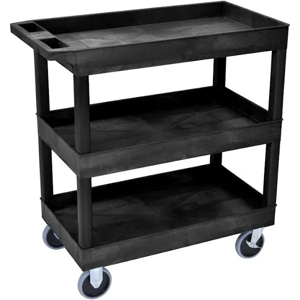 Luxor 3-Shelf Tub Utility Cart Black EC111-B