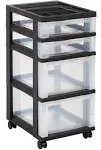 Iris 4 Drawer Rolling Storage Cart, Black