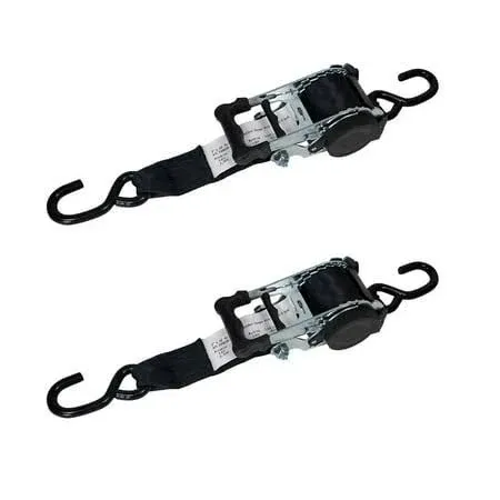 2 Pack 2&#034;x10FT Retractable Ratchet Tie-Down Straps for ATV Motorcycle Trailer