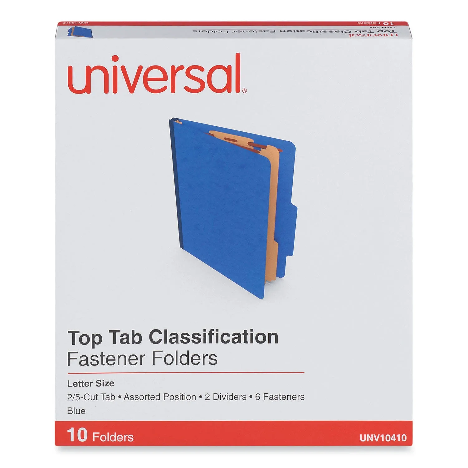 Universal Six-Section Pressboard Classification Folders, 2 Dividers, Letter size ...