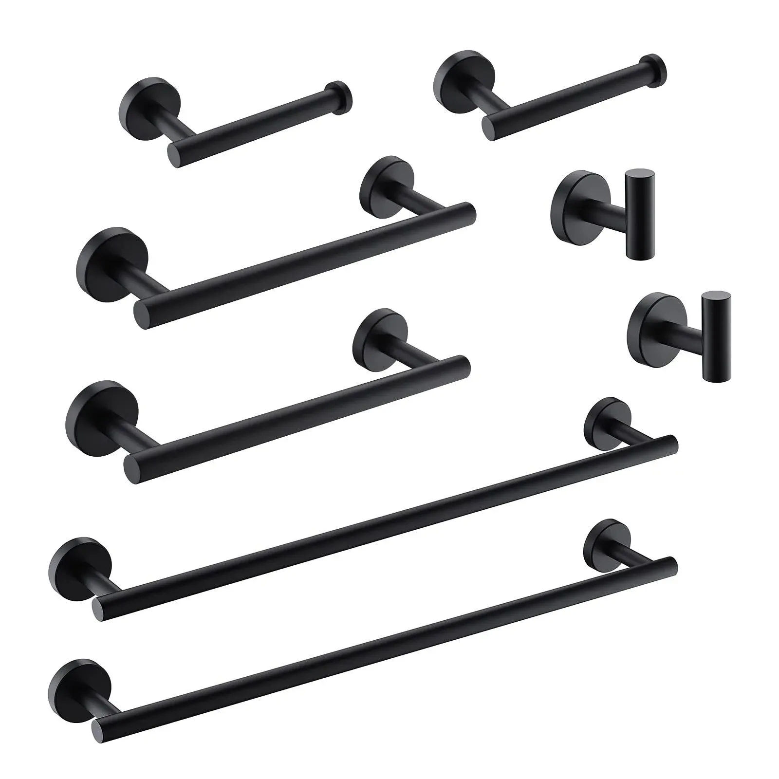 Gimli 2 Pack 4 Piece Bathroom Accessories Set Matte Black Towel Bar Hand Towe...