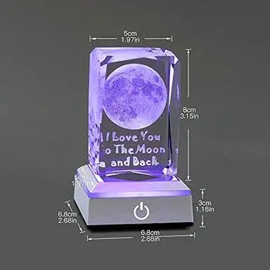 hochance 3D Moon Crystal Multicolor Nightlight,I Love You Decolamp,Perfect Mothers Day Gifts for Mom Mother My Girlfriend Wife Her,Unique Valentines Anniversary Birthday Presents Ideas