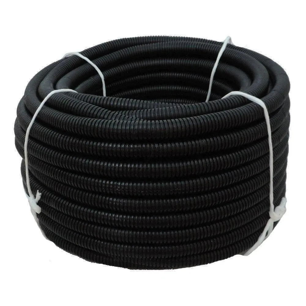 HydroMaxx 1 inch x 100 ft Flexible Corrugated Black HDPE Non Split Tubing Wire Loom | BHDPENS100100