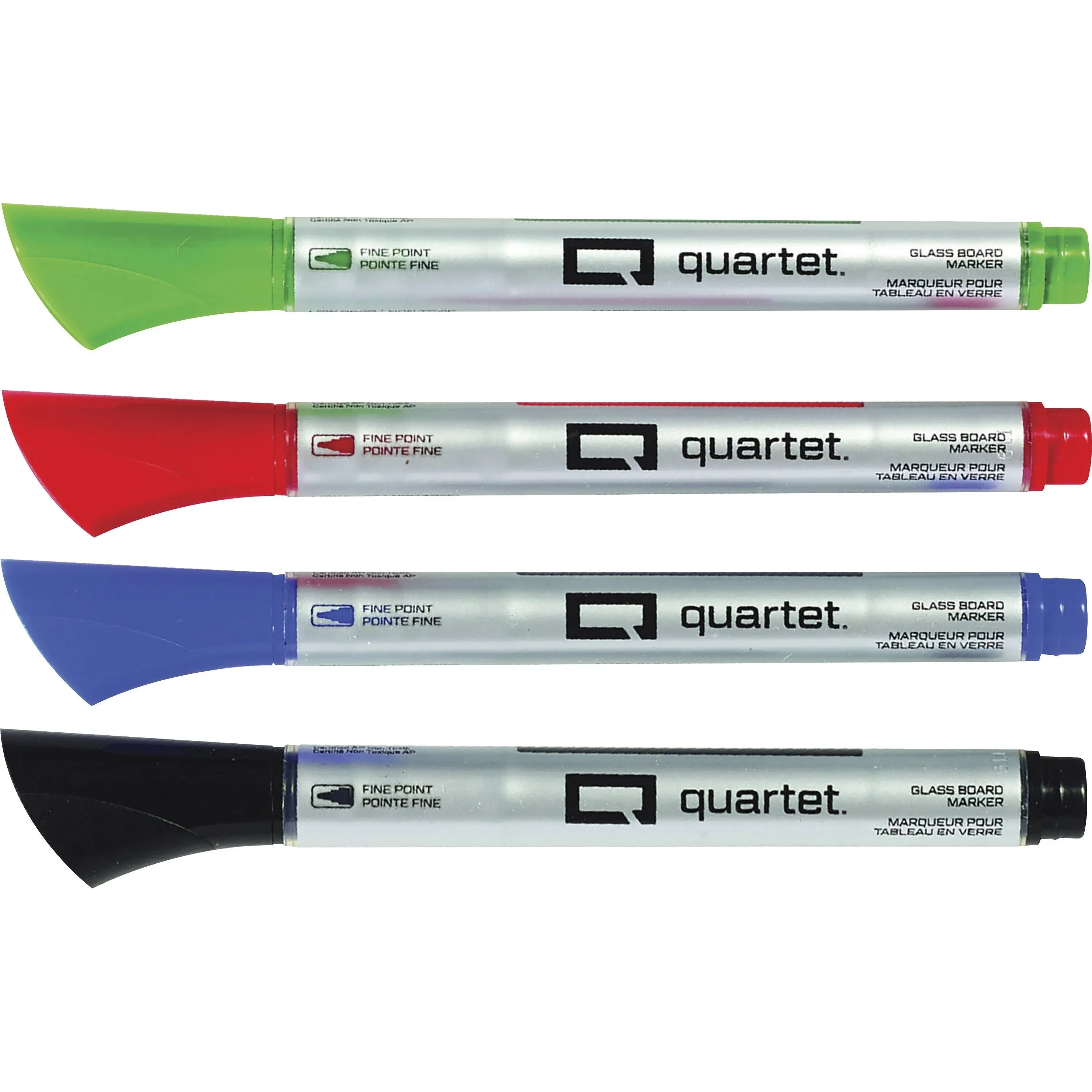 Quartet Premium Glass Board Dry Erase Marker Fine Bullet Tip Assorted Colors 4/Pack