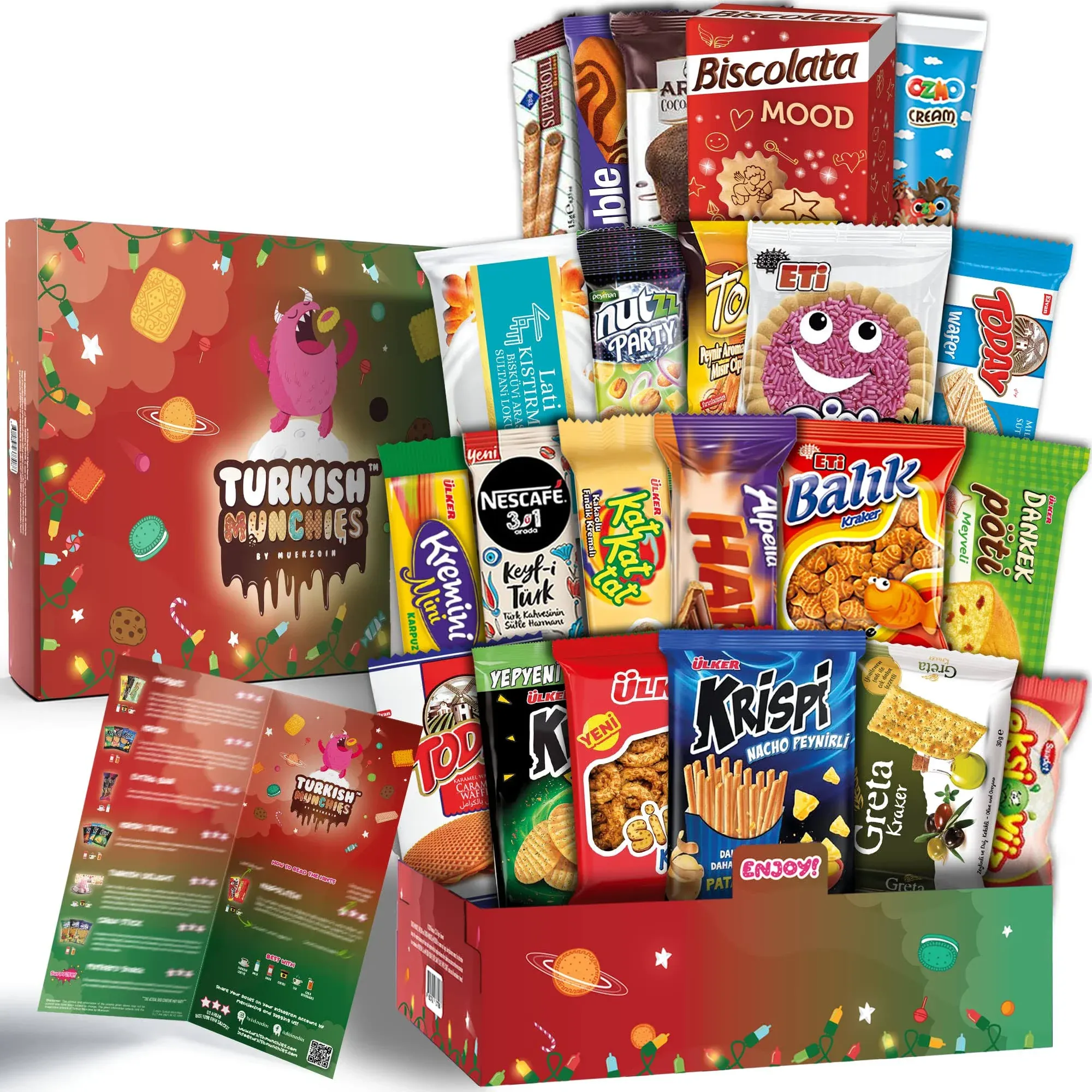 Maxi International Snack Box | Premium Exotic Foreign Snacks | Unique Snack Food Gifts Included | Celebration Theme | Candies from Around the World | 21 Full-Size + 1 Bonus Snacks